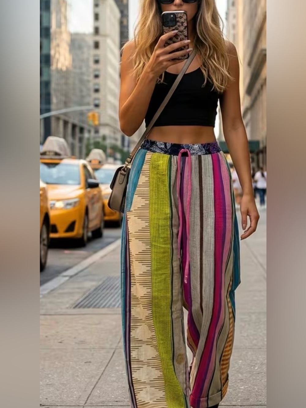 Women’s Multicolor Stripe Wide-Leg Pants